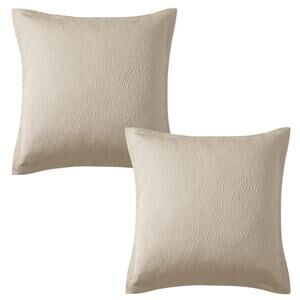 Waterford Lewiston Textured Euro Pillow Sham Lot Of Two 26" Square Beige Blue